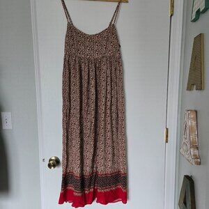 Lightweight floral midi dress with cut outs
